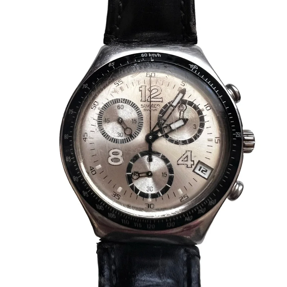 Vintage Men's Swatch Irony‎ Chronograph Watch 4 Jewels V8 Swiss Made Patented WR